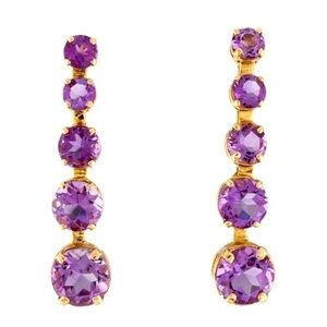 14K solid gold and Amethyst vintage dangle earrings